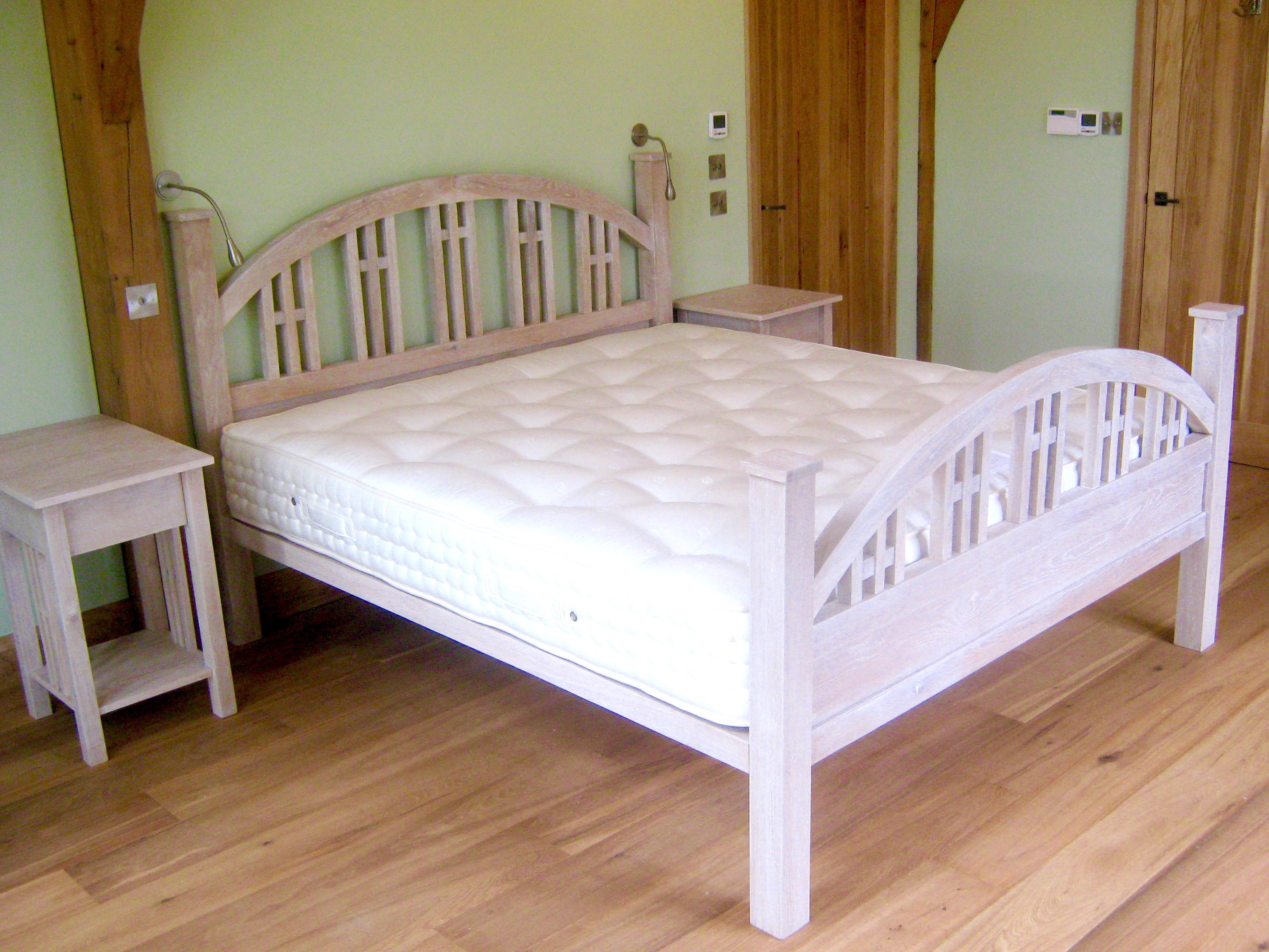 Oak Bed Double King Size Limed Arts and Crafts James Archer Furniture