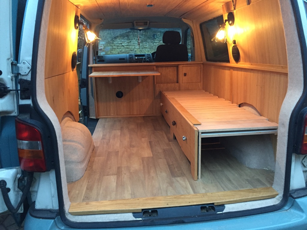 Camper Campervan VW T5 Oak Interior Adventure Explore Conversion XII James Archer Furniture
